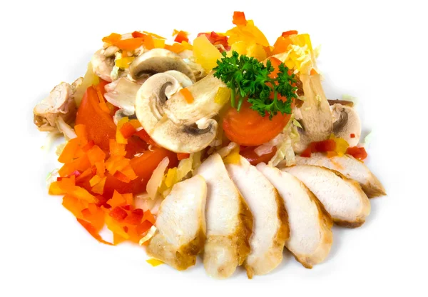 Salad with ham and mushrooms — Stock Photo, Image