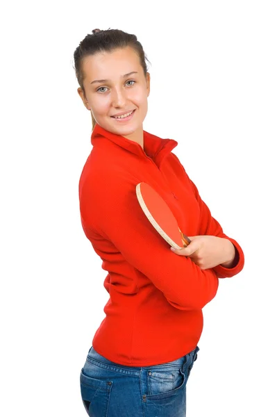 Young beautiful girl playing table tennis — Stock Photo, Image