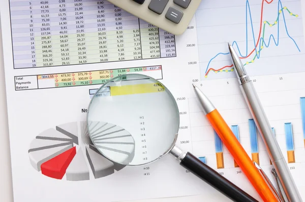 Graphs tables and documents Stock Image