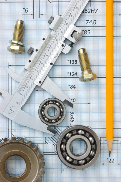 Detalhes de ferramentas e mecanismos — Fotografia de Stock