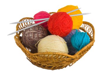 Ball of wool in basket clipart