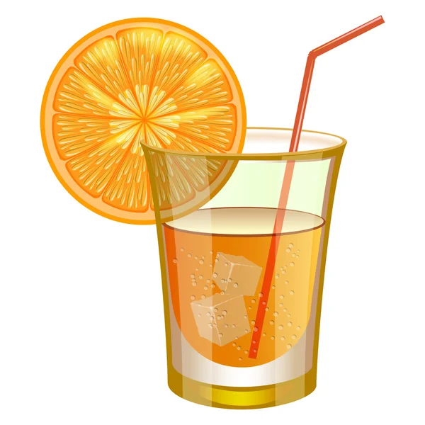 Bebida de naranja con fruta — Vector de stock