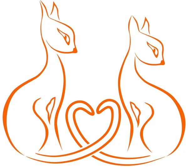 Chats couple rouge — Image vectorielle