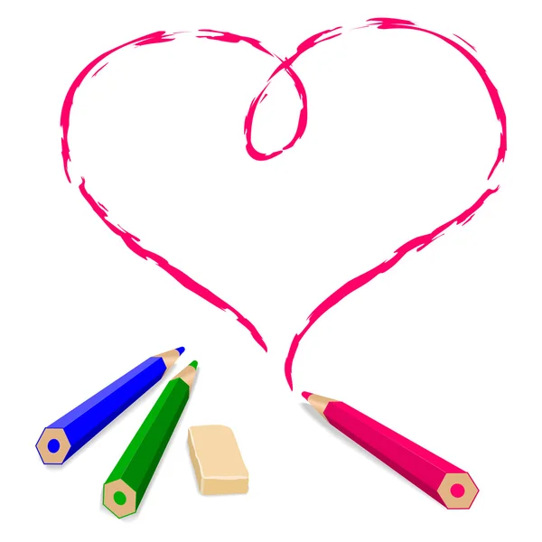 Серце жеребкування олівець — стоковий вектор