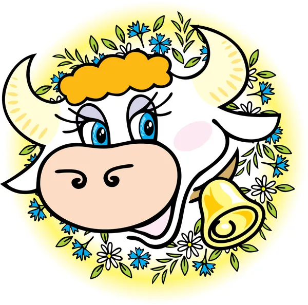 Egy jó tehénről, virágok. — Stock Vector