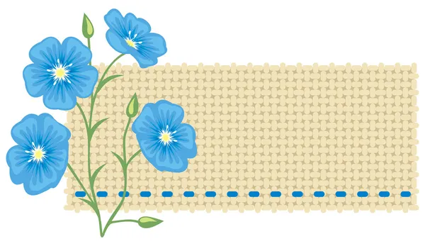 Flax flower and a piece of linen. — Stock Vector