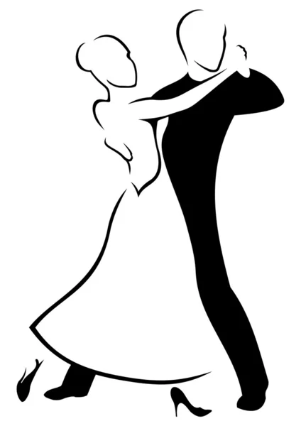 Couple dansant une valse . — Image vectorielle