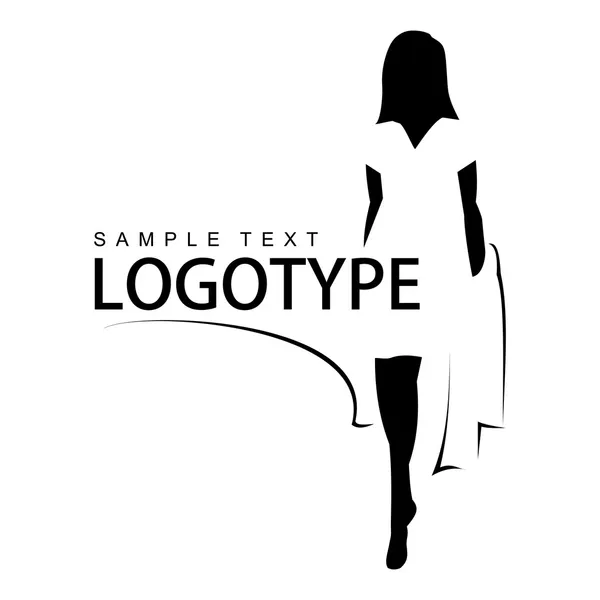 Logotype avec silhouette d'une belle fille . — Image vectorielle