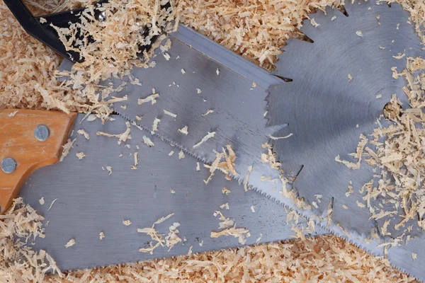 Wood shavings and saw blades — Stock Photo, Image