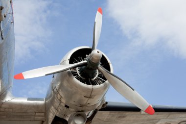 Propeller engine of vintage airplane DC-3 clipart