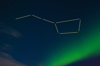 Big Dipper and northern lights display clipart