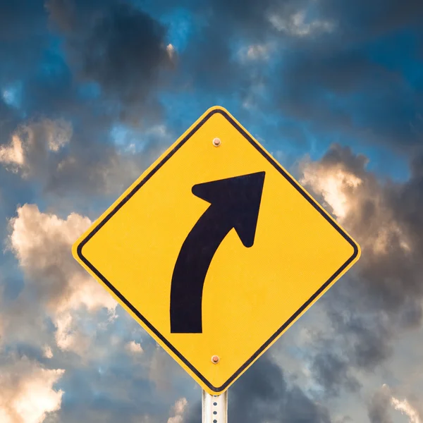 Road sign right curve — Stock Photo, Image