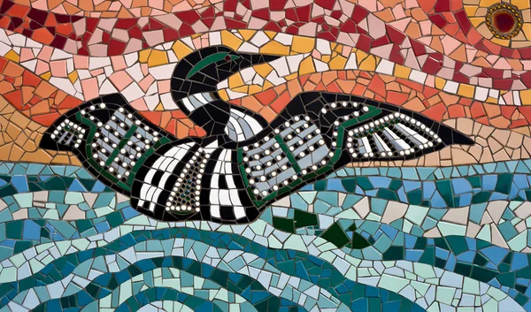 Loon comum, mosaico telha — Fotografia de Stock