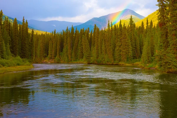 Rainbow na velké řece losos — ストック写真