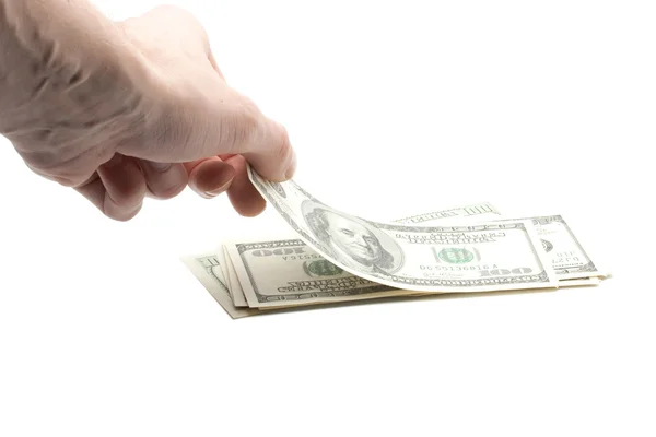 Mão pegando dinheiro — Fotografia de Stock