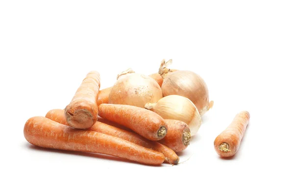 Heap of carrots and onions — Stock Photo, Image