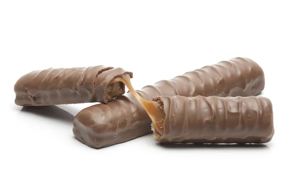 Two bars of chocolate with caramel — Stock Photo, Image