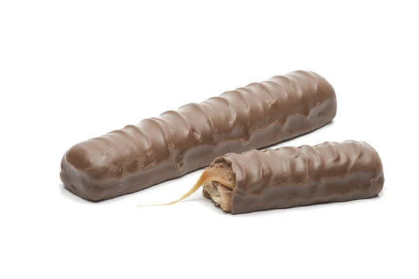 Two bars of chocolate with caramel — Stock Photo, Image