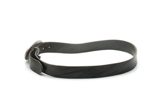 Black leather belt with buckle — Stock Photo, Image