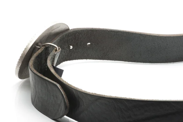 Black leather belt with buckle — Stock Photo, Image