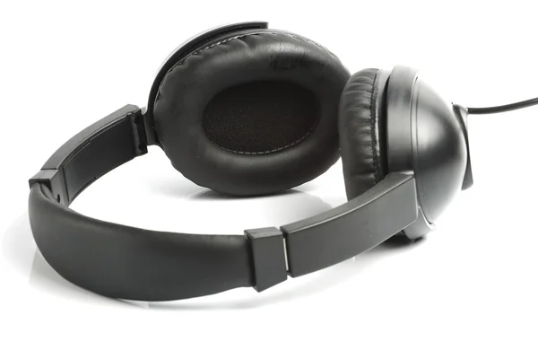 Černá sluchátka — Stock fotografie