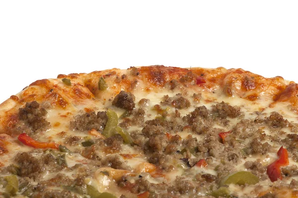 Pittige pizza met gehakt vlees — Stockfoto