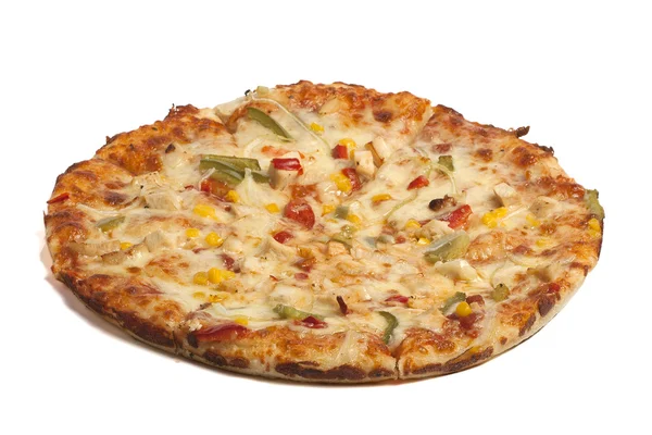 Kryddig pizza med grilla kyckling — Stockfoto