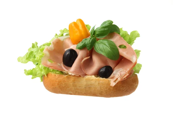 Mortadella ile sandviç — Stok fotoğraf