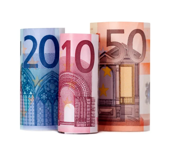 Rolled up eighty euro — Stock Photo, Image