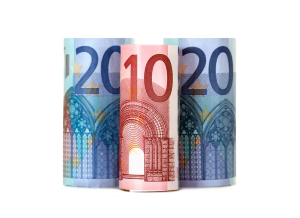 Fünfzig Euro aufgerollt — Stockfoto
