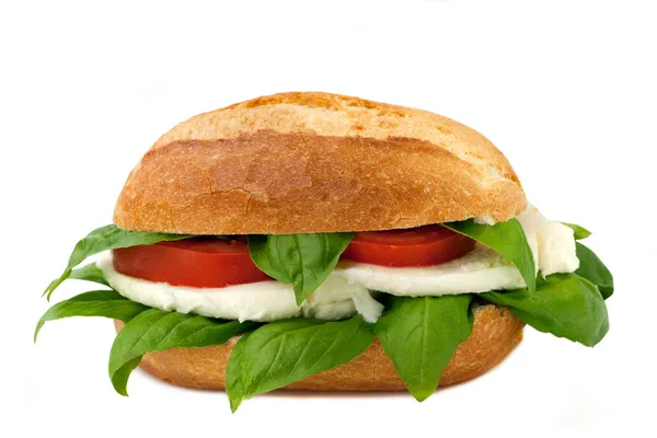 Italian sandwich with fresh buffalo mozzarella — Stock Photo, Image
