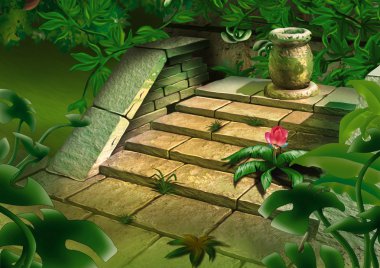 Old Stairs in Jungle clipart