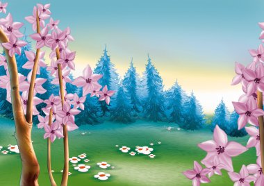 Spring Meadow and Forest clipart