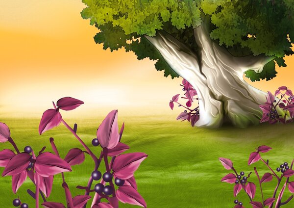 Berry-producting Plant - background illustration