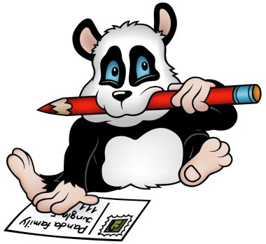 Panda and Postcard clipart