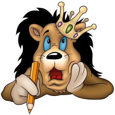 Lion with Pencil clipart