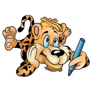 Tiger with Pencil clipart