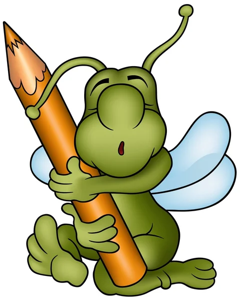 Bug and Pencil — Stock Vector