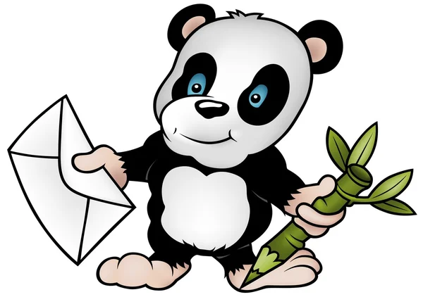 Panda és a levél — Stock Vector