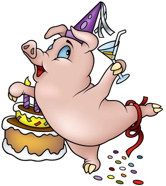 Piglet and Birthday — Stock Vector