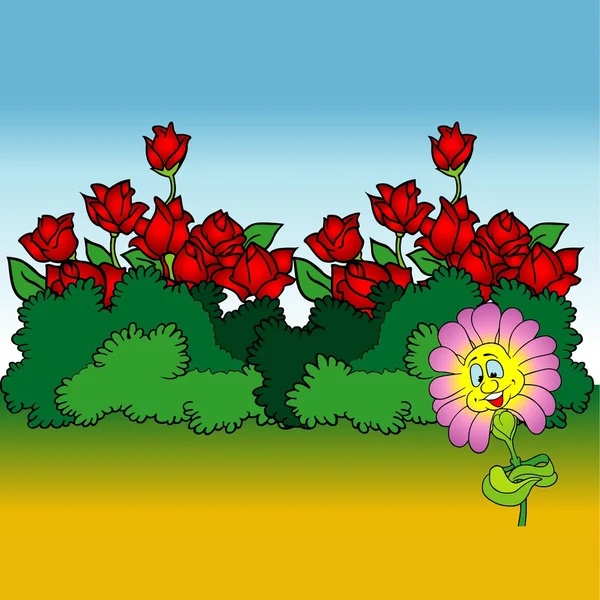 Arbuste et roses — Image vectorielle