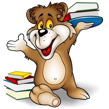 Sweet Bear and Books clipart