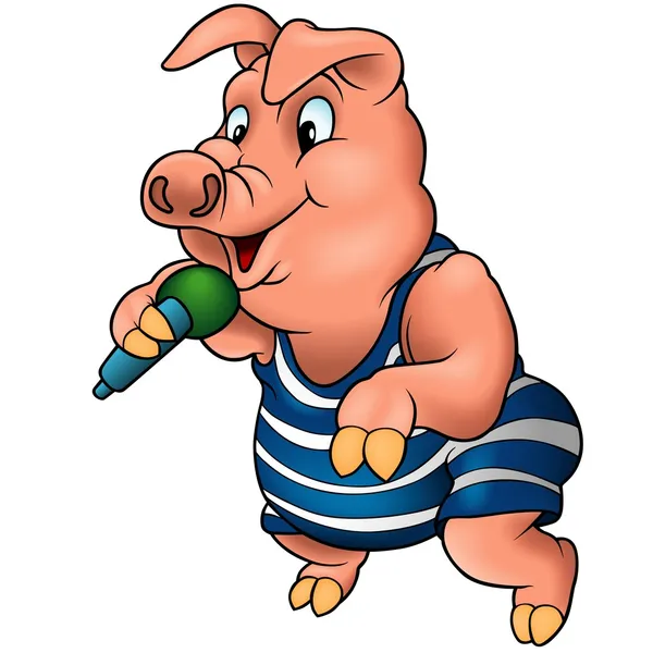 Piglet with Microphone — Stock Vector
