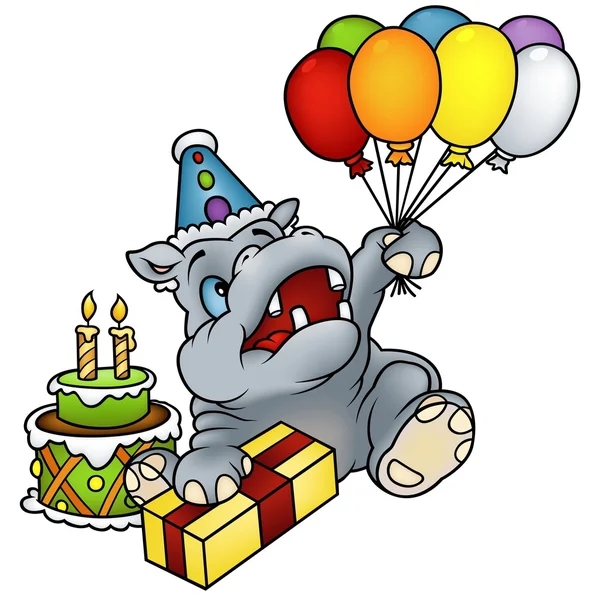 Hippo and Balloons — Stock Vector