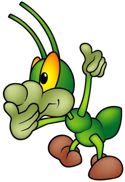 Zeki mutlu yeşil böcek — Stok Vektör