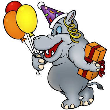 Hippo and Celebration clipart