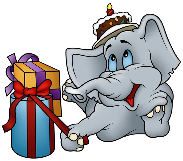Legdatum olifant en geschenken — Stockvector
