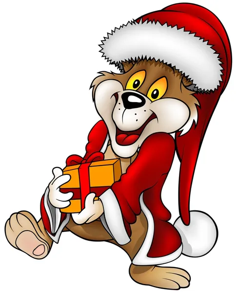 Santa medvěda a dárek — Stockový vektor