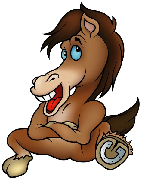 Siedzi brązowy koń — Wektor stockowy