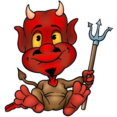 Red Devil with Trident clipart